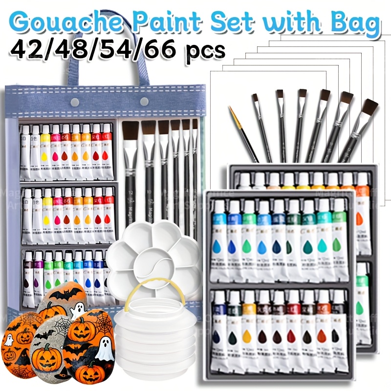 Gouache Paint Set - 백투스쿨 42/48/54/66개 구아슈 물감 튜브 세트,