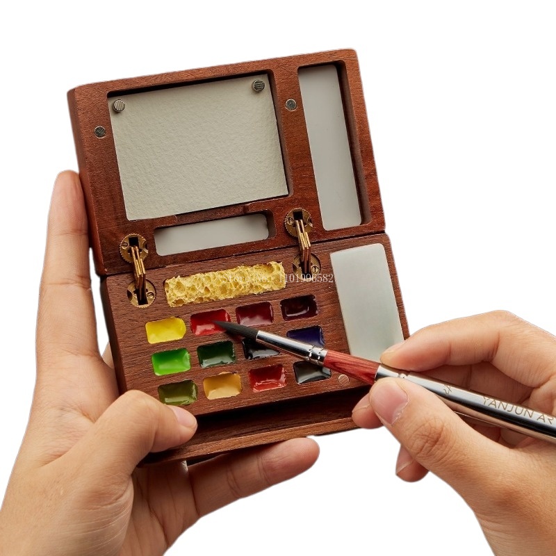 Gouache Paint Set - 여행용 페인팅 박스 원목 페인트 박스