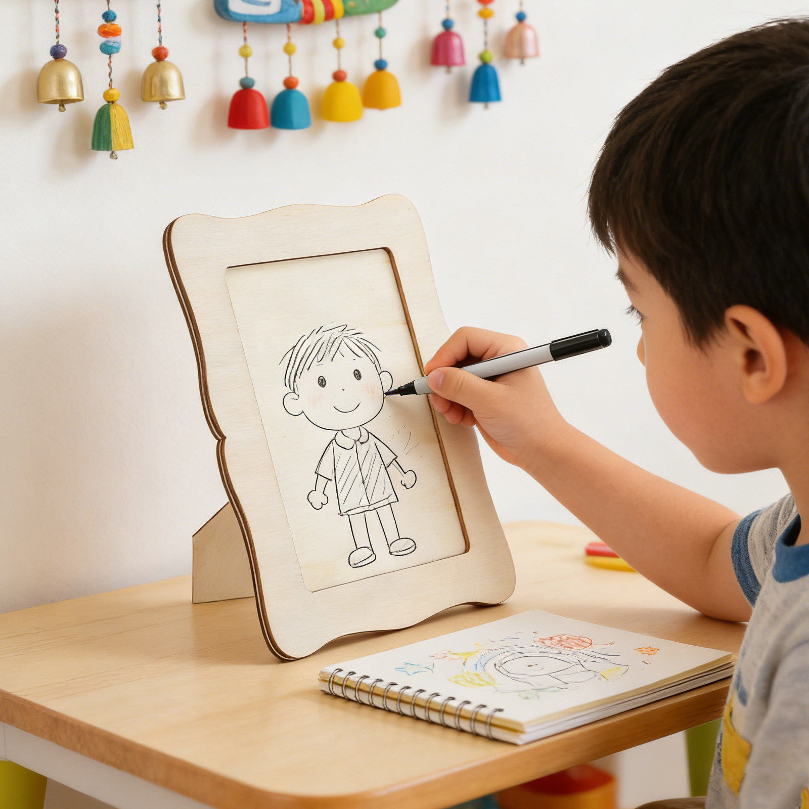 Art Craft For Preschool - 4개입 페인트 가능한 나무 사진 액자,