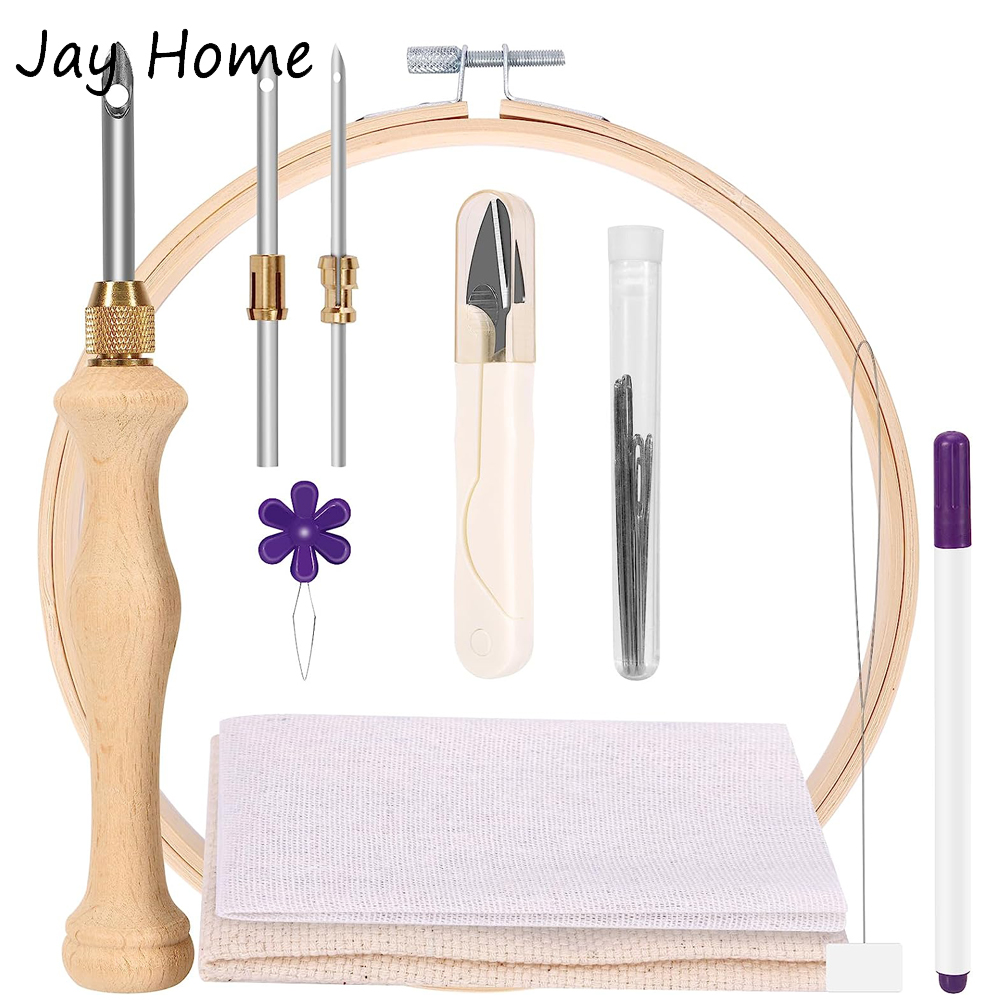 Punch Needle Kit - 자수 후프가 있는 펀치 바늘 스타터