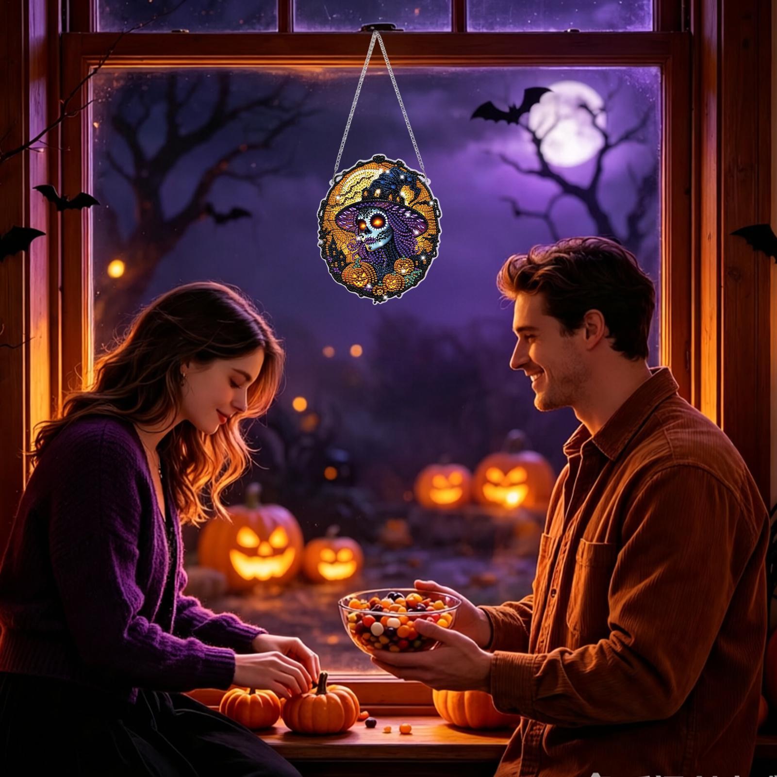Art Craft Door - 라인스톤 페인팅 키트 할로윈 마녀 크리스탈