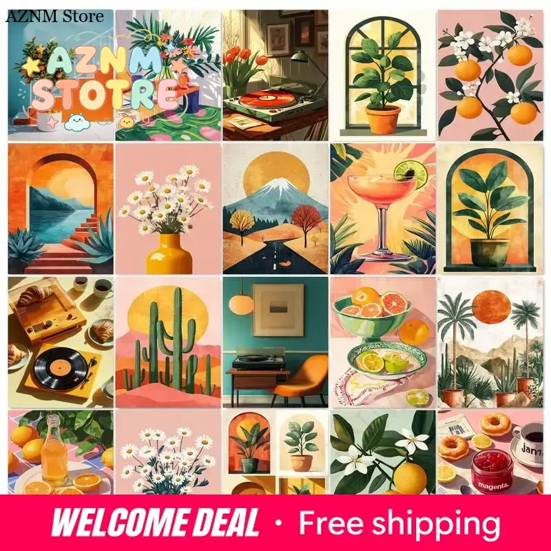 Art Craft Home - GATYZTORY 프레임 DIY 숫자 그림 꽃