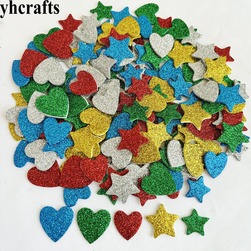 Art Craft Kindergarten - 반짝이 별과 하트 폼 스티커, 크리스마스