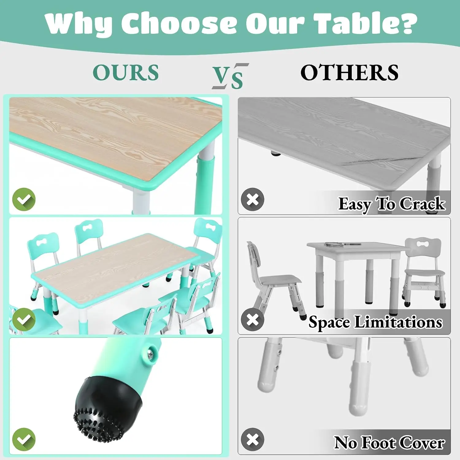 Kids Table and 6 Chairs Set, H - Art Craft For Preschool 리뷰 및 가격