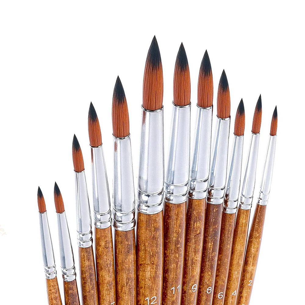 12pcs 아티스트 수채화 페인트 브러쉬, 둥근 뾰족한 - Gouache Paint Set 리뷰 및 가격