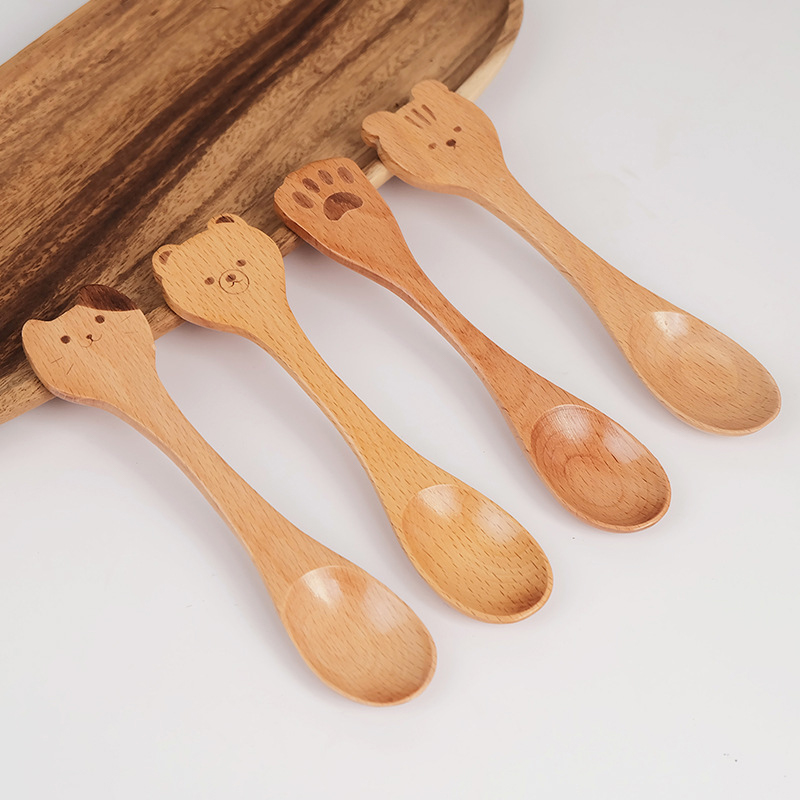 창의적인 만화 작은 나무 숟가락 매끄러운 티스푼 꿀 커 - Art Craft Kitchen 리뷰 및 가격