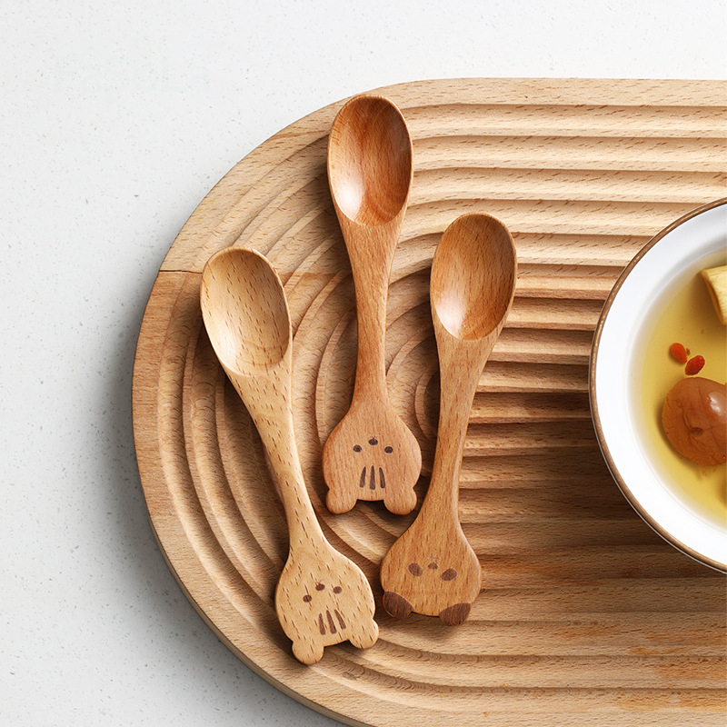 창의적인 만화 작은 나무 숟가락 매끄러운 티스푼 꿀 커 - Art Craft Kitchen 리뷰 및 가격