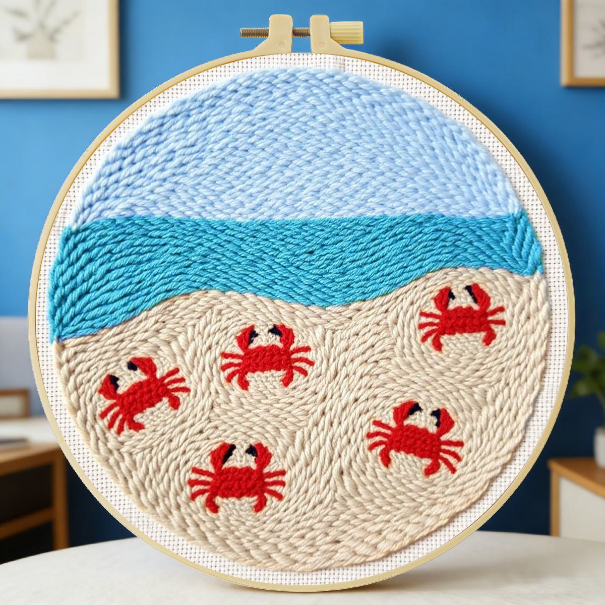 20X20CM/7.87인치 동물 - 게 펀치 니들 자수 - Punch Needle Kit 리뷰 및 가격