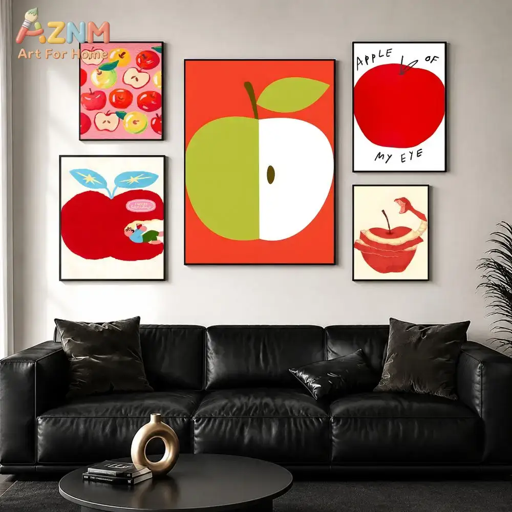 AZNM 귀여운 빨간 사과 만화 과일 일러스트레이션 프 - Art Craft Kitchen 리뷰 및 가격