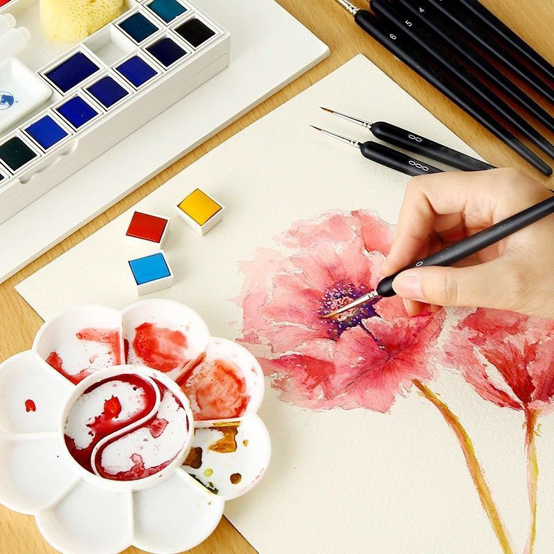 훅 라인 펜 수채화 클라보레이트 스타일 유화 초극세 소 - Gouache Paint Set 리뷰 및 가격