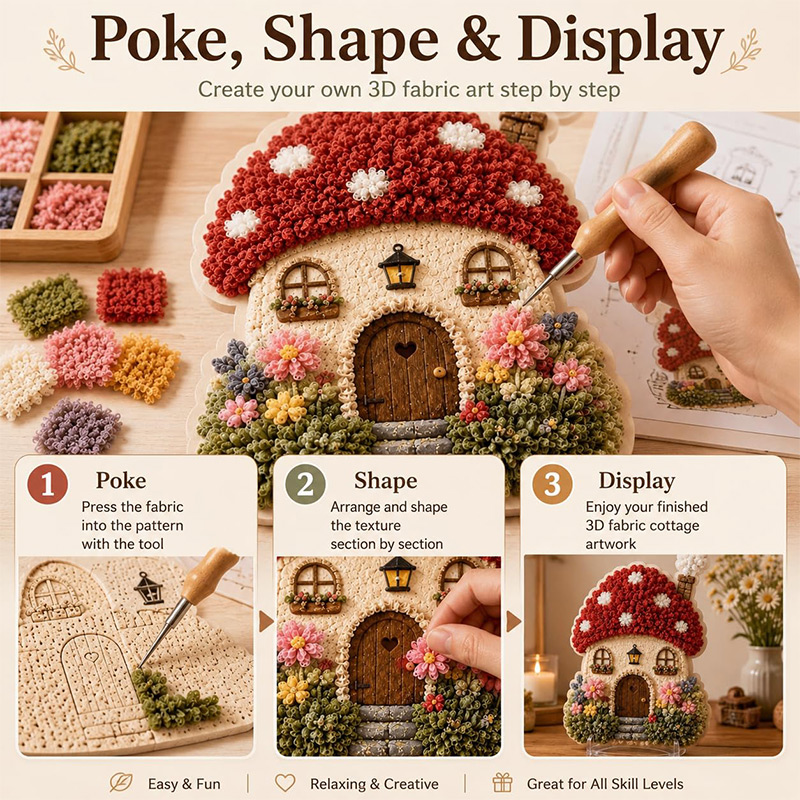3D 버섯집 포케 아트 DIY 키트 패브릭 펀치 니들  - Art Crafts 리뷰 및 가격