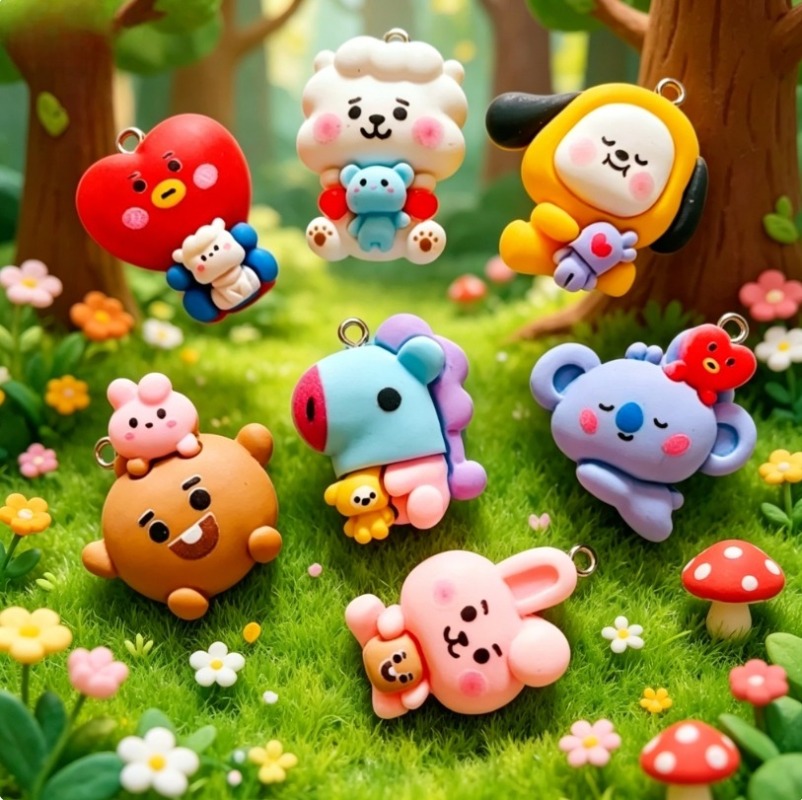 7pcs BT21 수지 만화 참 DIY 액세서리 공예  - Art Craft Market 리뷰 및 가격