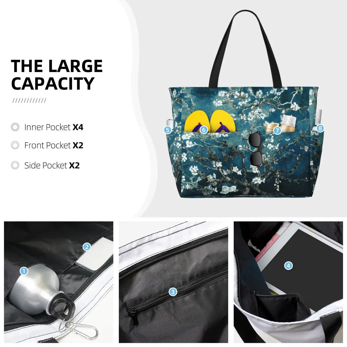 사용자 정의 반 고흐 아몬드 꽃 토트 백 여성 대용량  - Art Portfolio Bag 리뷰 및 가격