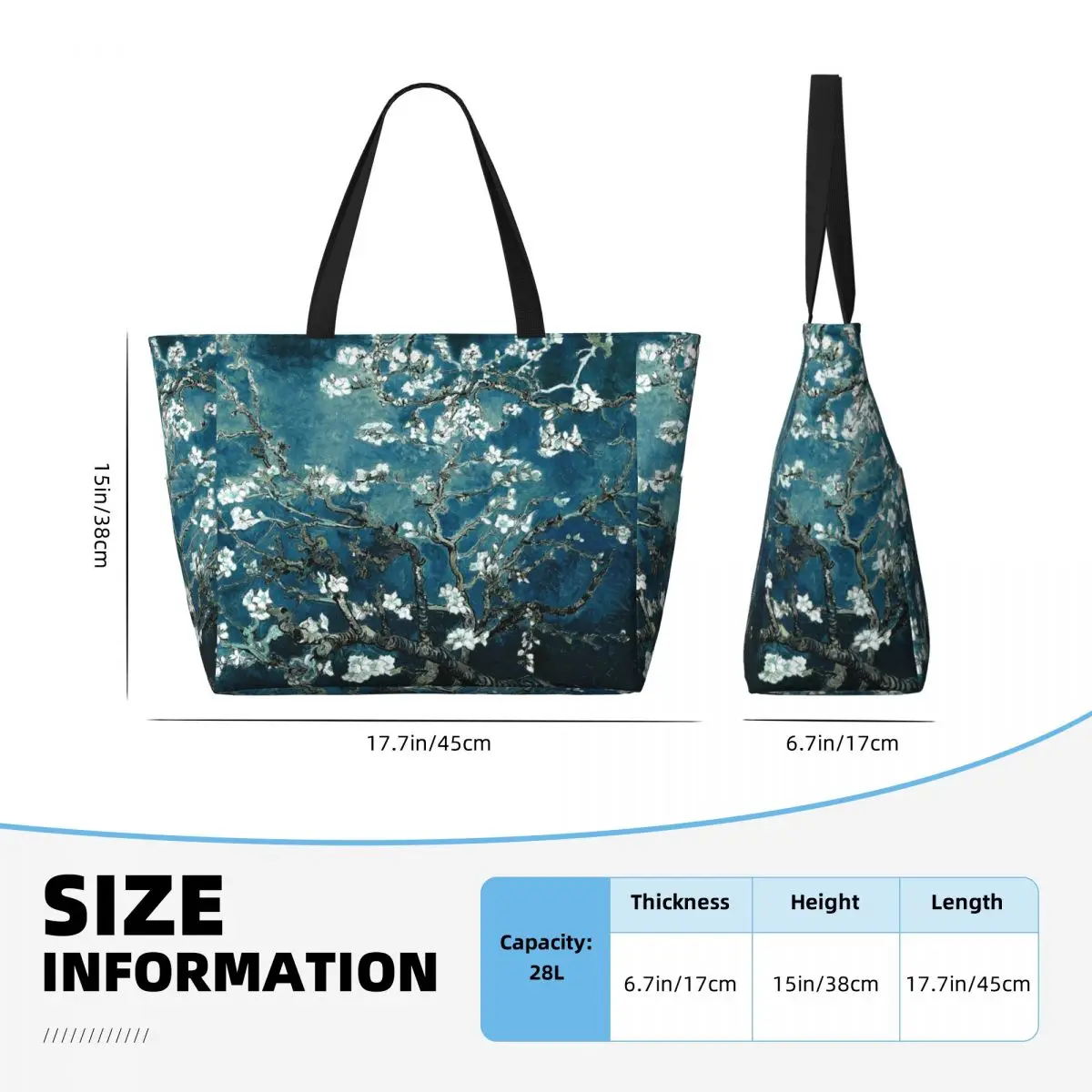 사용자 정의 반 고흐 아몬드 꽃 토트 백 여성 대용량  - Art Portfolio Bag 리뷰 및 가격