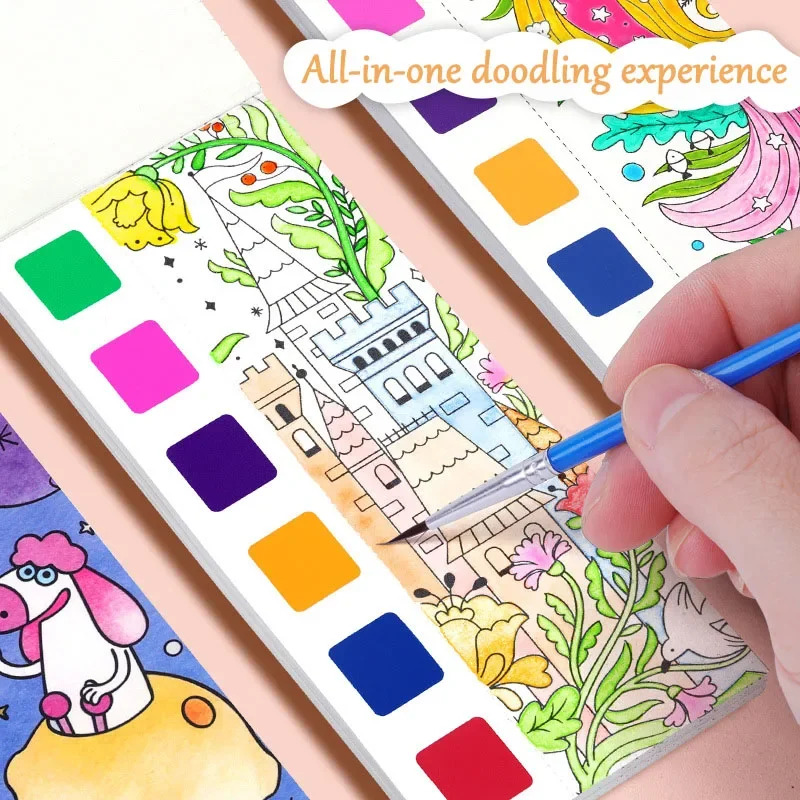 휴대용 수채화 책 세트 - 브러시가 포함된 12매 구아 - Gouache Paint Set 리뷰 및 가격