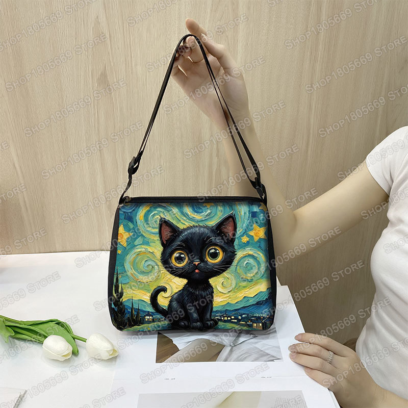 유화 반 고흐 검은 고양이 어깨 가방 별이 빛나는 밤  - Art Portfolio Bag 리뷰 및 가격