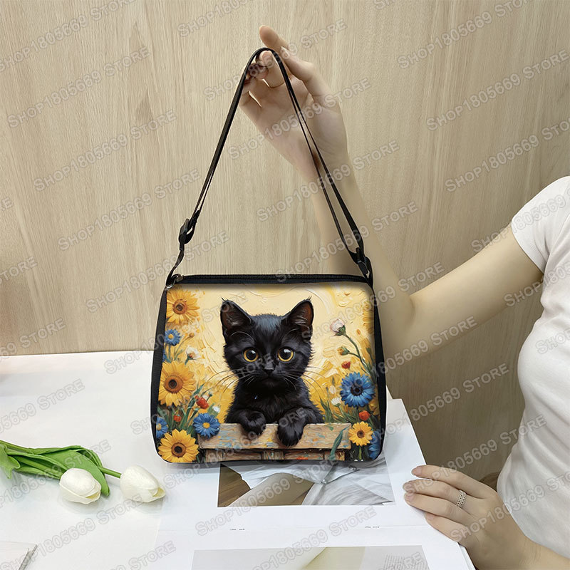 유화 반 고흐 검은 고양이 어깨 가방 별이 빛나는 밤  - Art Portfolio Bag 리뷰 및 가격